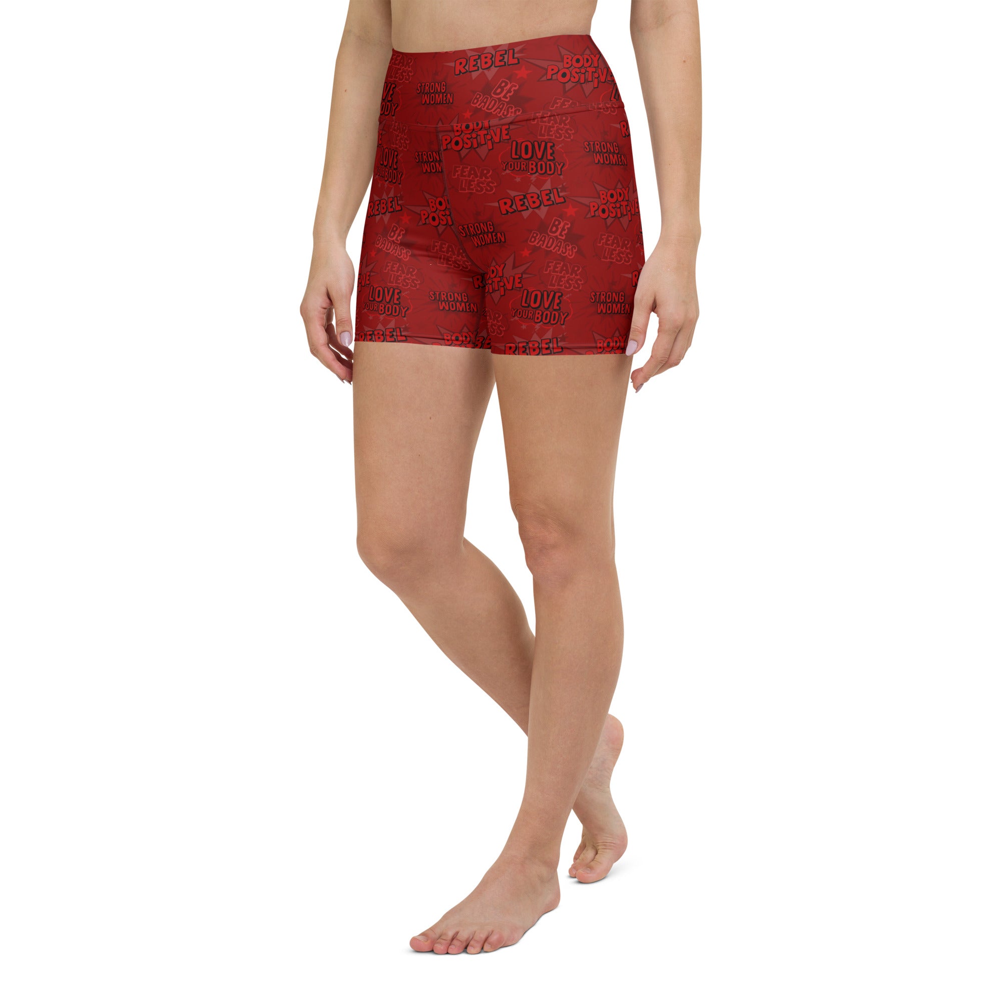 Body Positivity Yoga Shorts in Bold Red